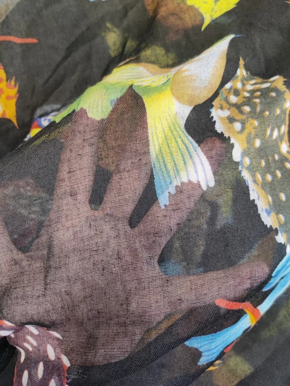 Bird Print Scarf Lot of 2 Lightweight Sheer Viscose Polyester 1 Oversized Wrap
